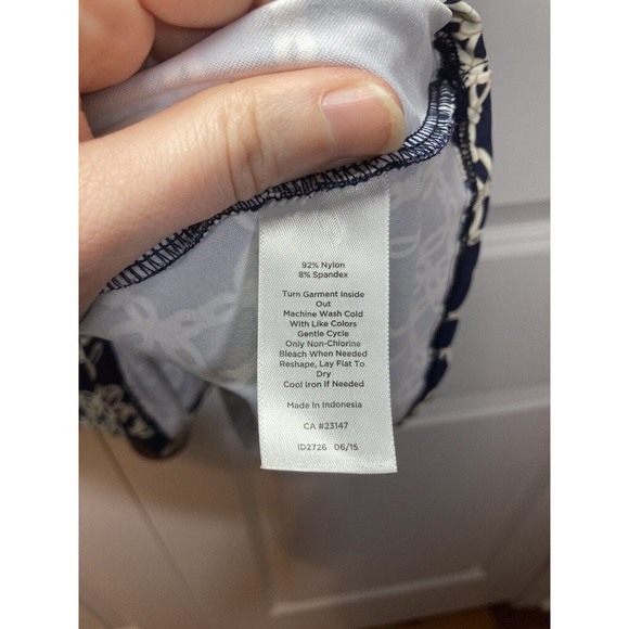 Talbots Dress Women’s Size L Blue White Nautical Rope Print Fit & Flare Preppy - Picture 5 of 11